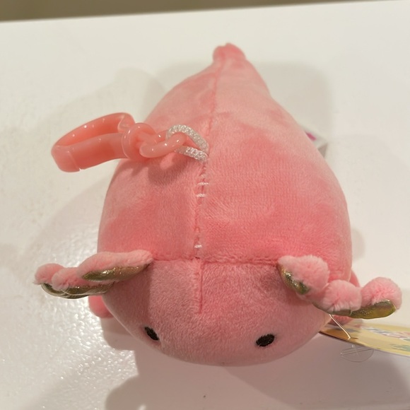 New Smoochy Pals Pink Axolotl Backpack / Bag Plush Clip by Linzy Toys - Picture 3 of 4